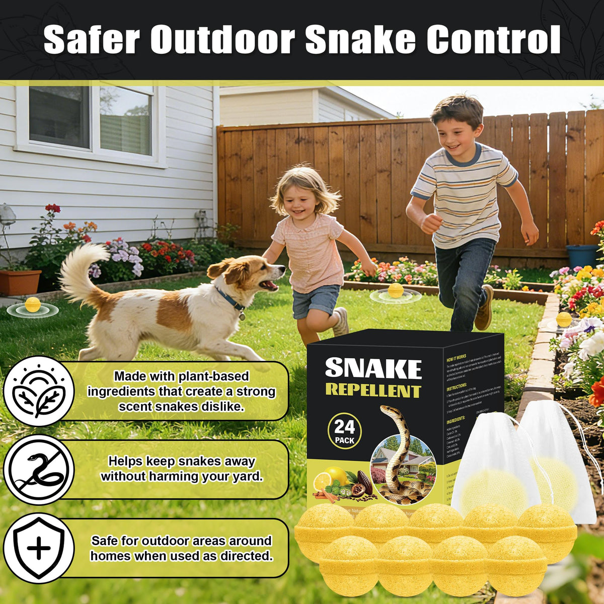 Enbabbor snake repellent balls on patio offer a safer outdoor living space