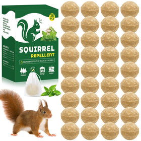 Enbabbor Squirrel Deterrent bottle protecting a flower bed with essential oil blend