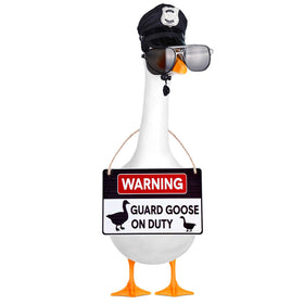 ENBOFID Police Goose Outfit cap on a 23-inch goose adds porch whimsy