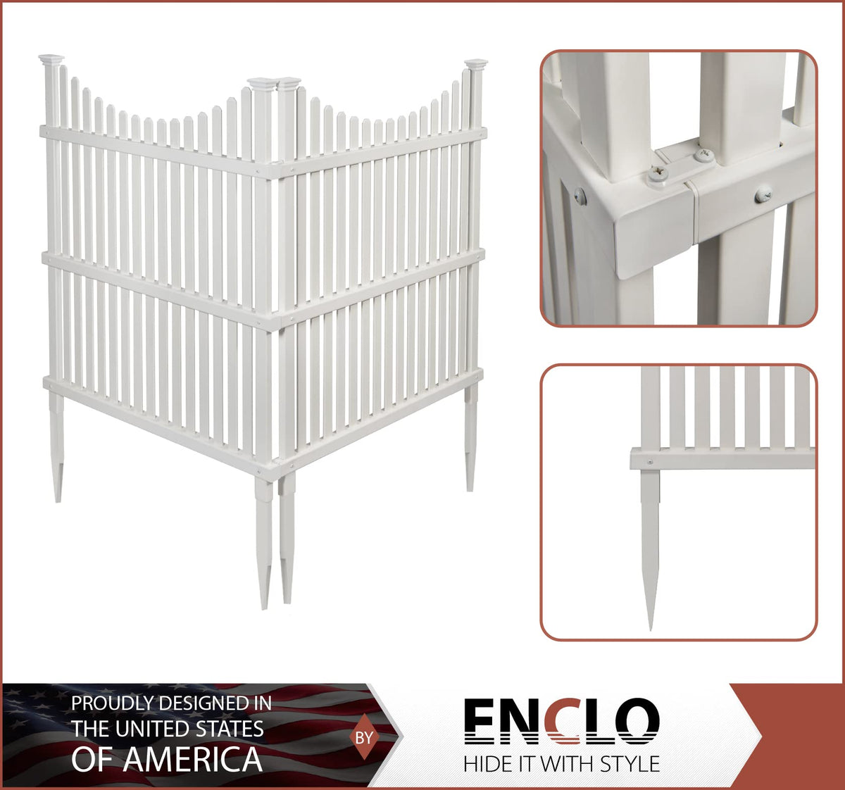 Enclo Huntersville white vinyl privacy panel side view enhances outdoor seclusion.