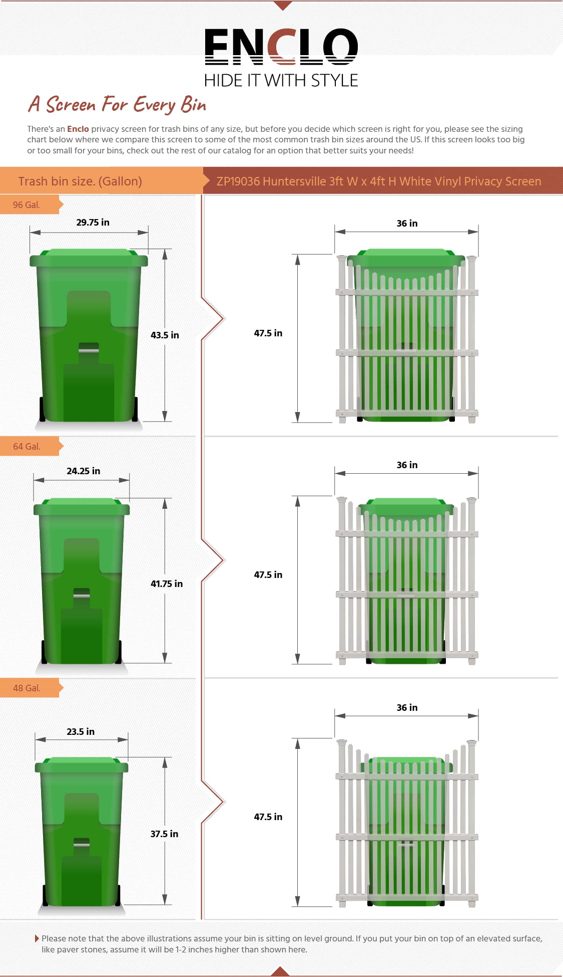 Enclo Huntersville trash can enclosure hides clutter while keeping sidewalks neat.
