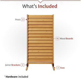 Enclo Privacy Screen wood panel outdoors highlighting flexible freestanding setup.