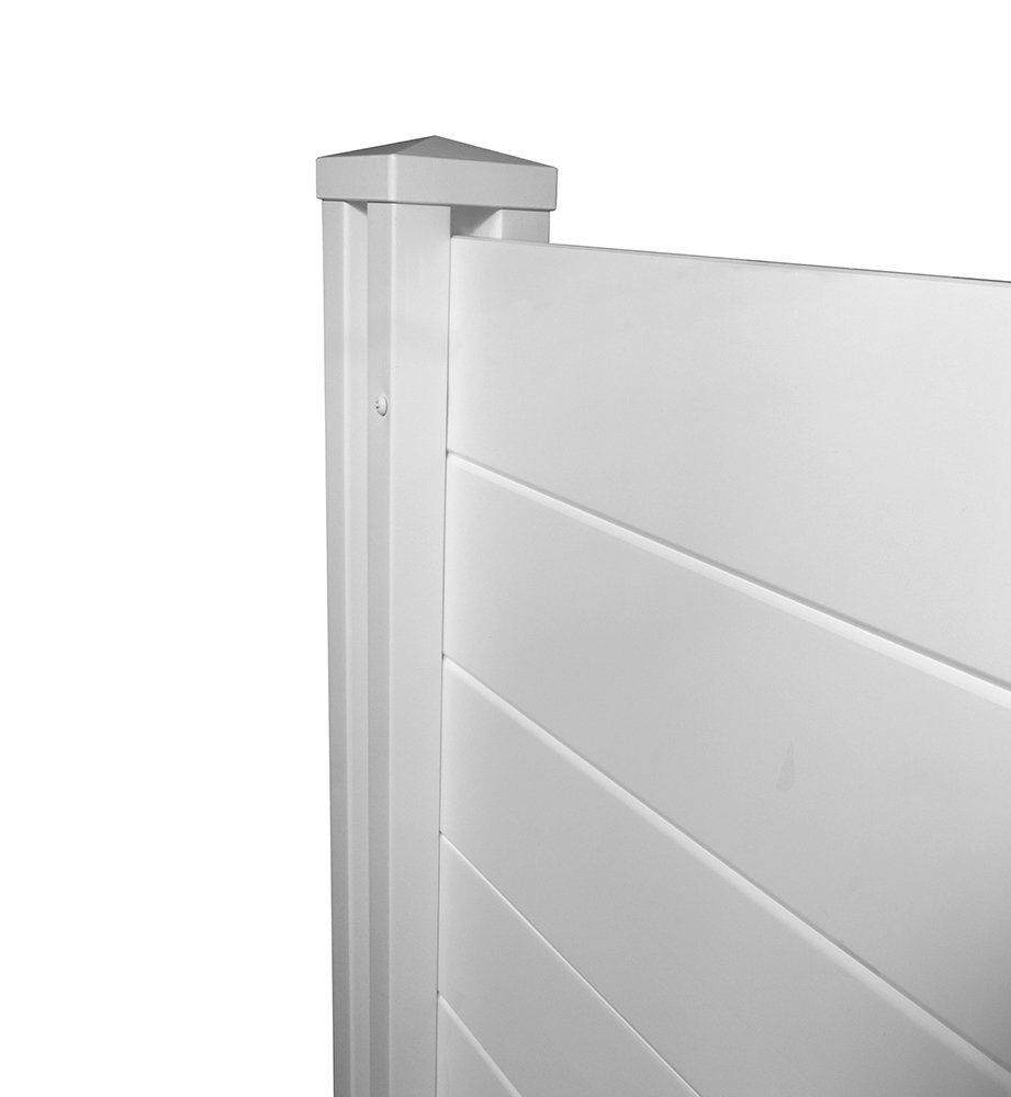 Enclo privacy screens 2-panel assembly diagram highlights simple setup.