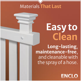 Enclo privacy screens easy hose-clean finish resists rust and rot.