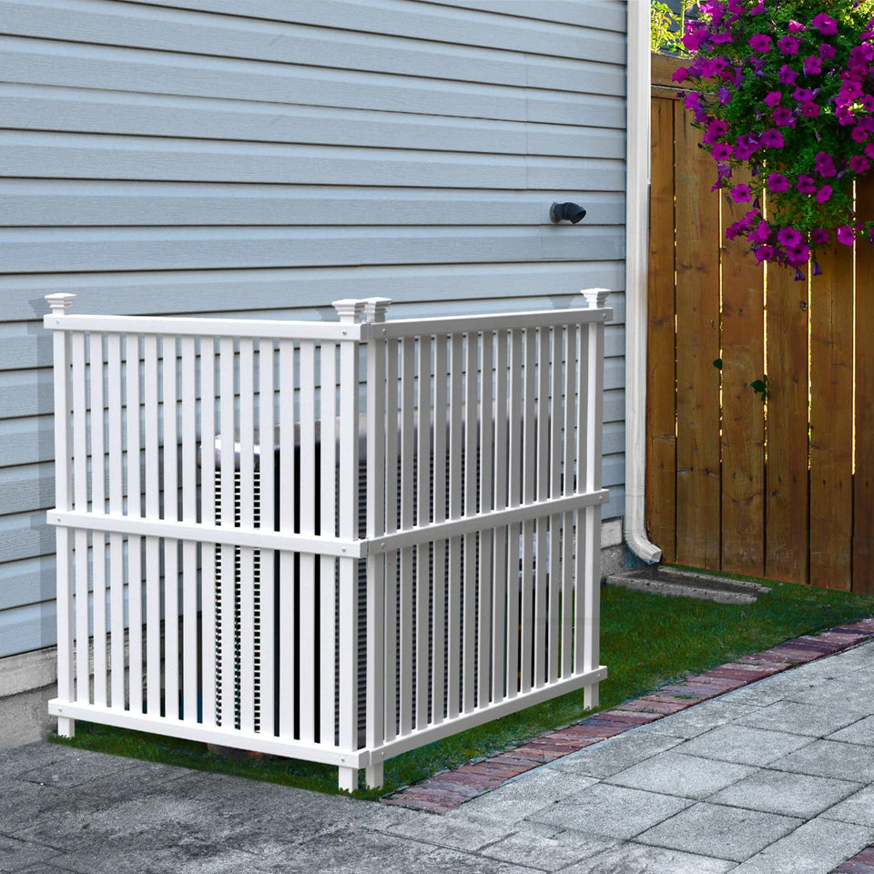 Enclo Wilmington White Privacy Screen two-panel no-dig setup for easy yard privacy.