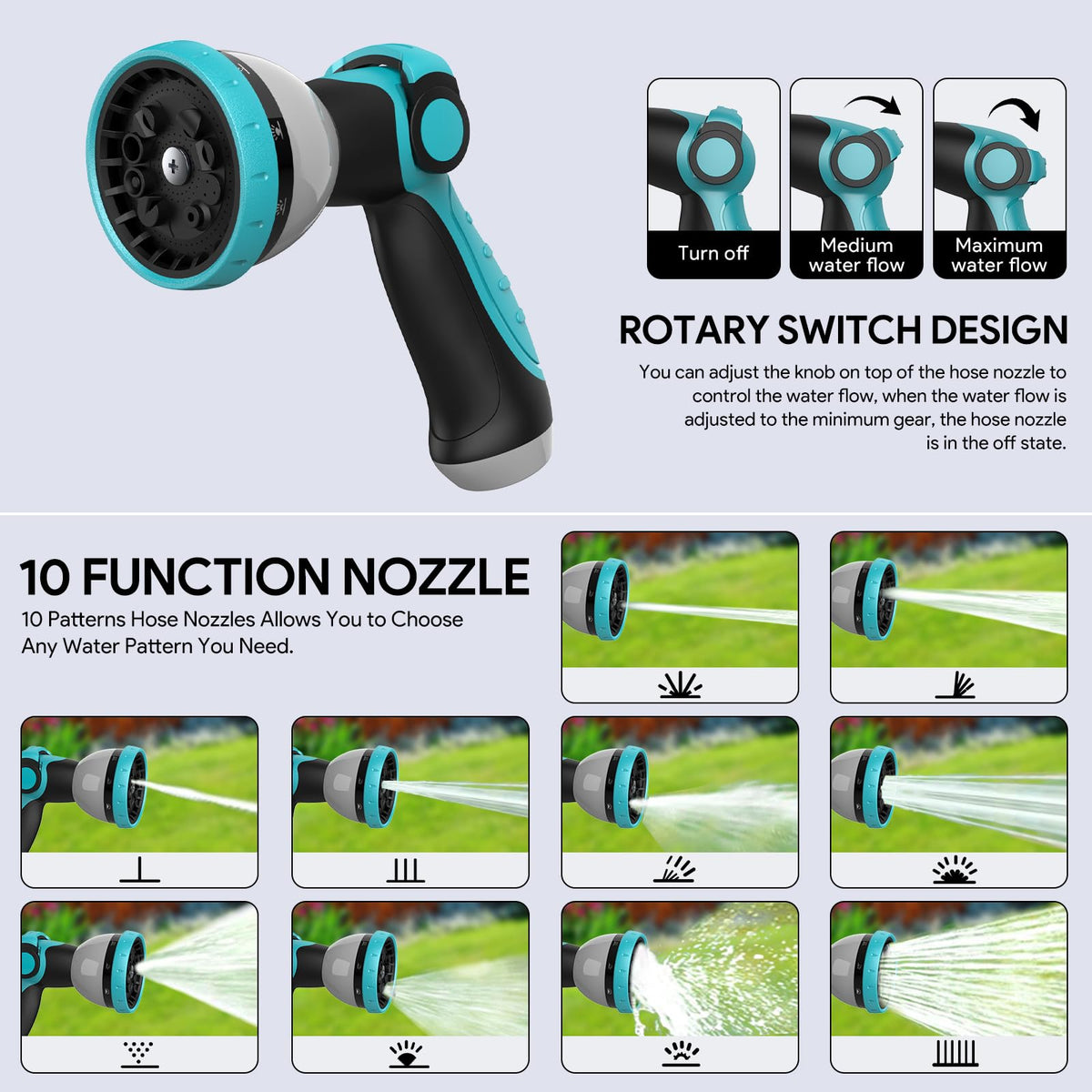 ENEACRO 180-degree swivel bracket enables full garden reach