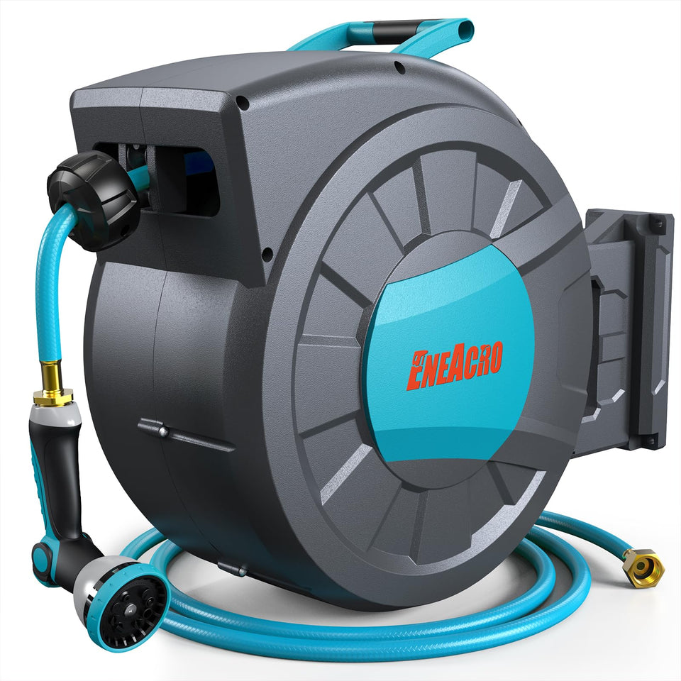ENEACRO retractable hose reel on wall mount for easy watering