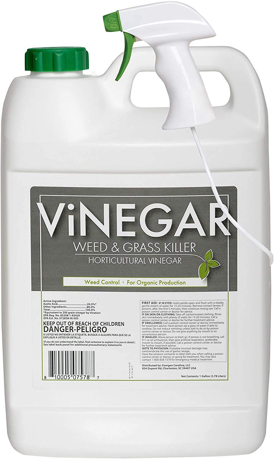 Energen vinegar weed killer spray bottle ready for application