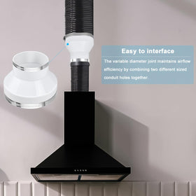 Enenes duct reducer includes two stainless hose clamps for secure connections.