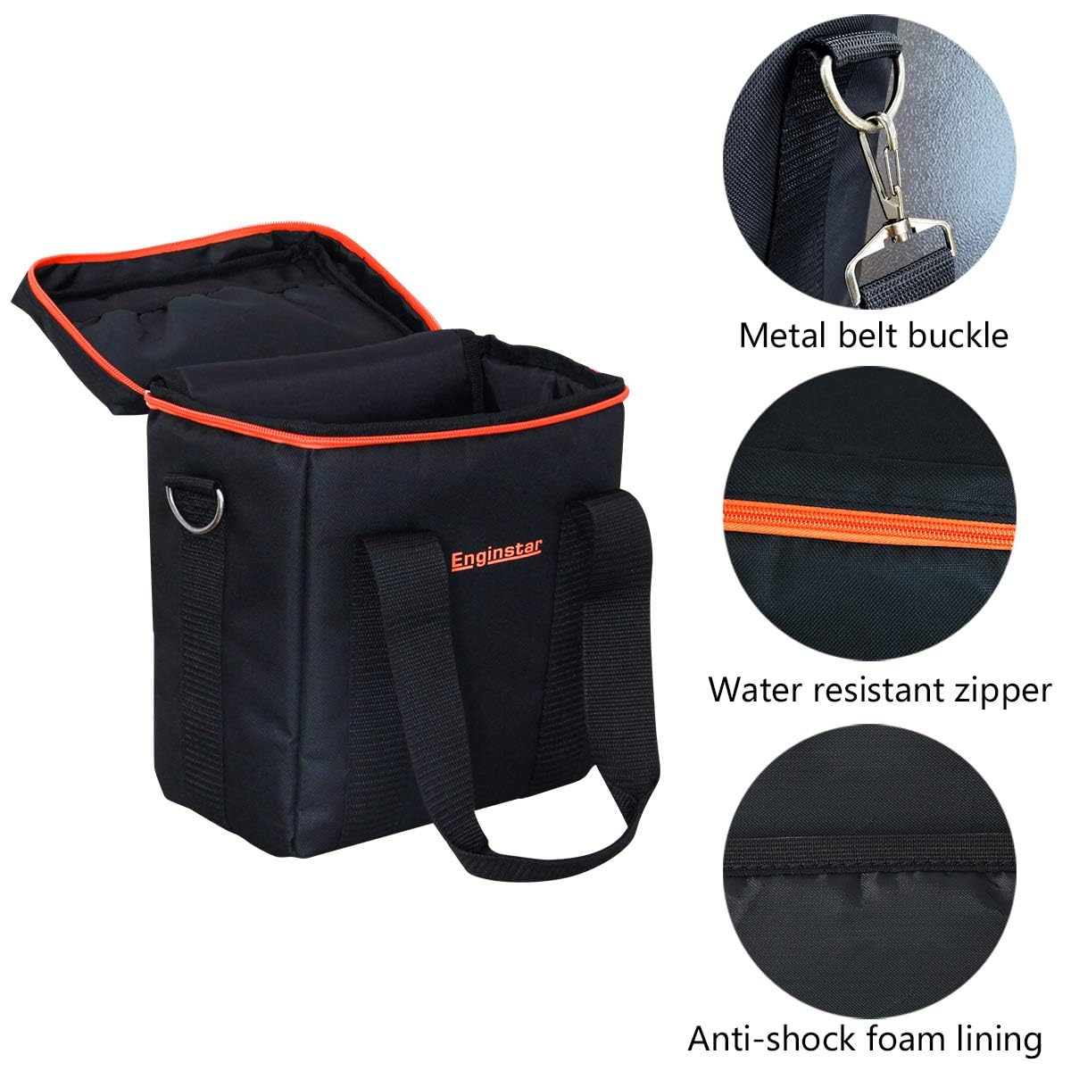 EnginStar waterproof zipper keeps contents dry in rain and splashes.