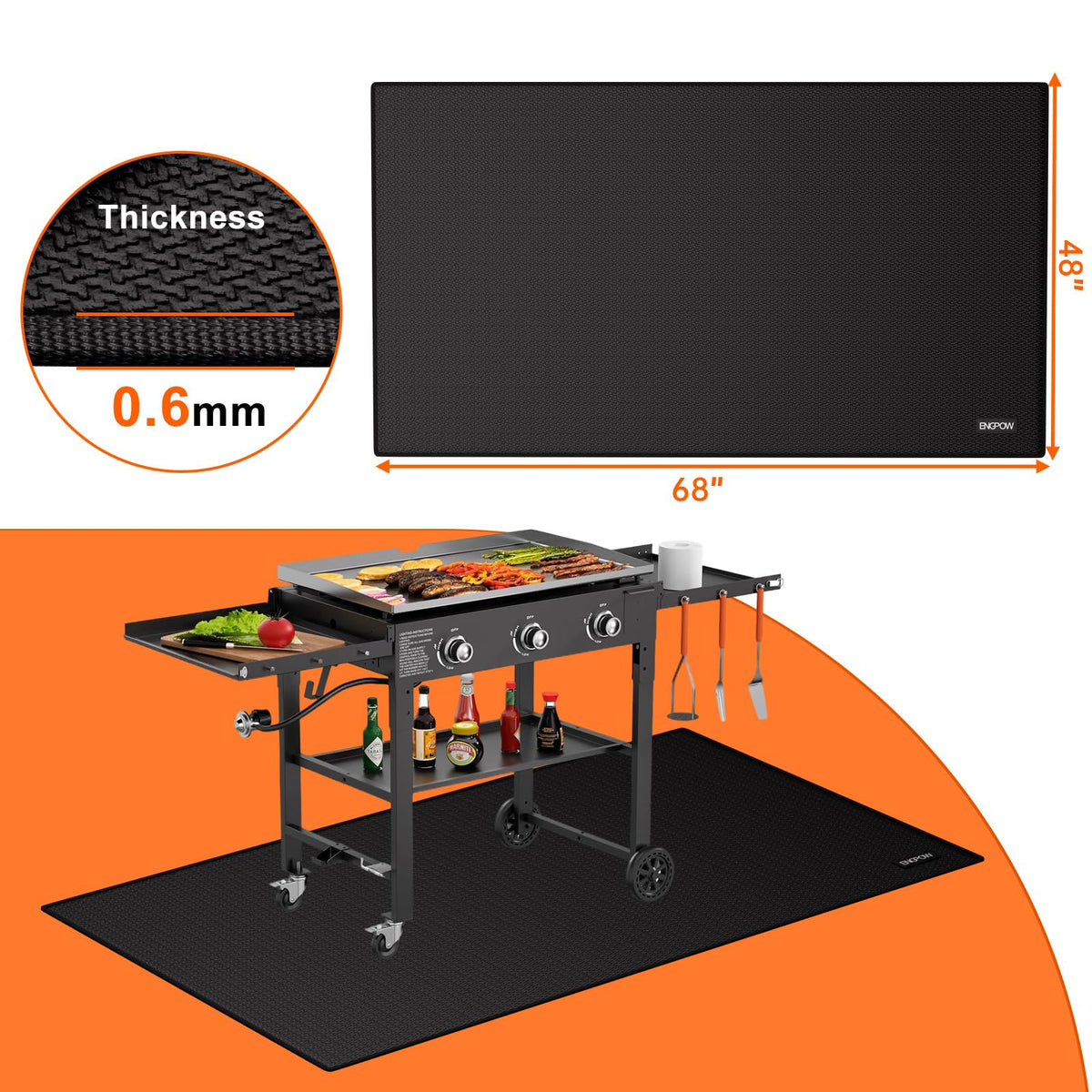 ENGPOW-double-sided-silicone-coating mat resists heat, water, and oil for easy cleanup.