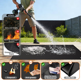ENGPOW-easy-cleanup-under-grill-mat wipes clean after grilling and spills.