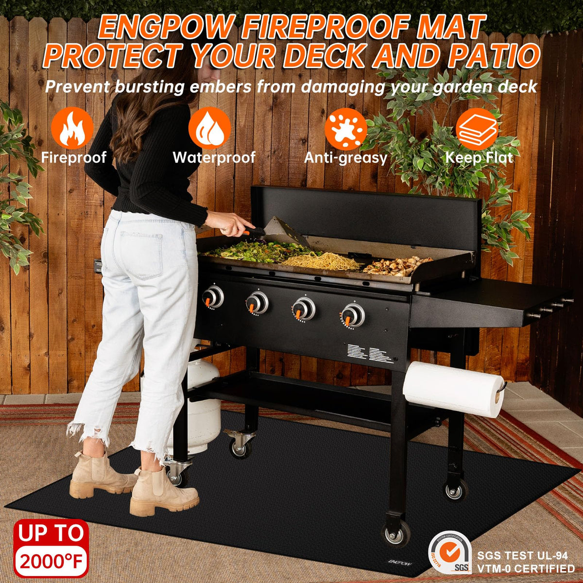 ENGPOW-fireproof-grill-pit-mat protects patios and grass from embers up to 2000°F.