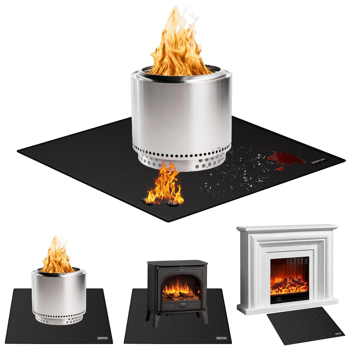 ENGPOW under grill mat 36x36 protects deck from sparks and grease.
