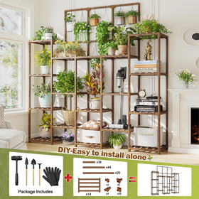 Carbonized natural eucalyptus wood detail on EnHomee plant stand