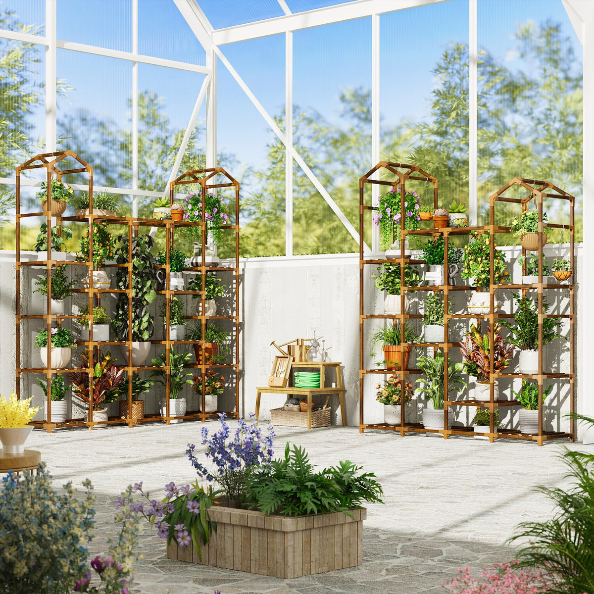EnHomee corner plant display highlighting space-saving design.