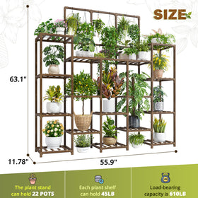 EnHomee large plant stand showing wide shelves for multiple pots in entryway