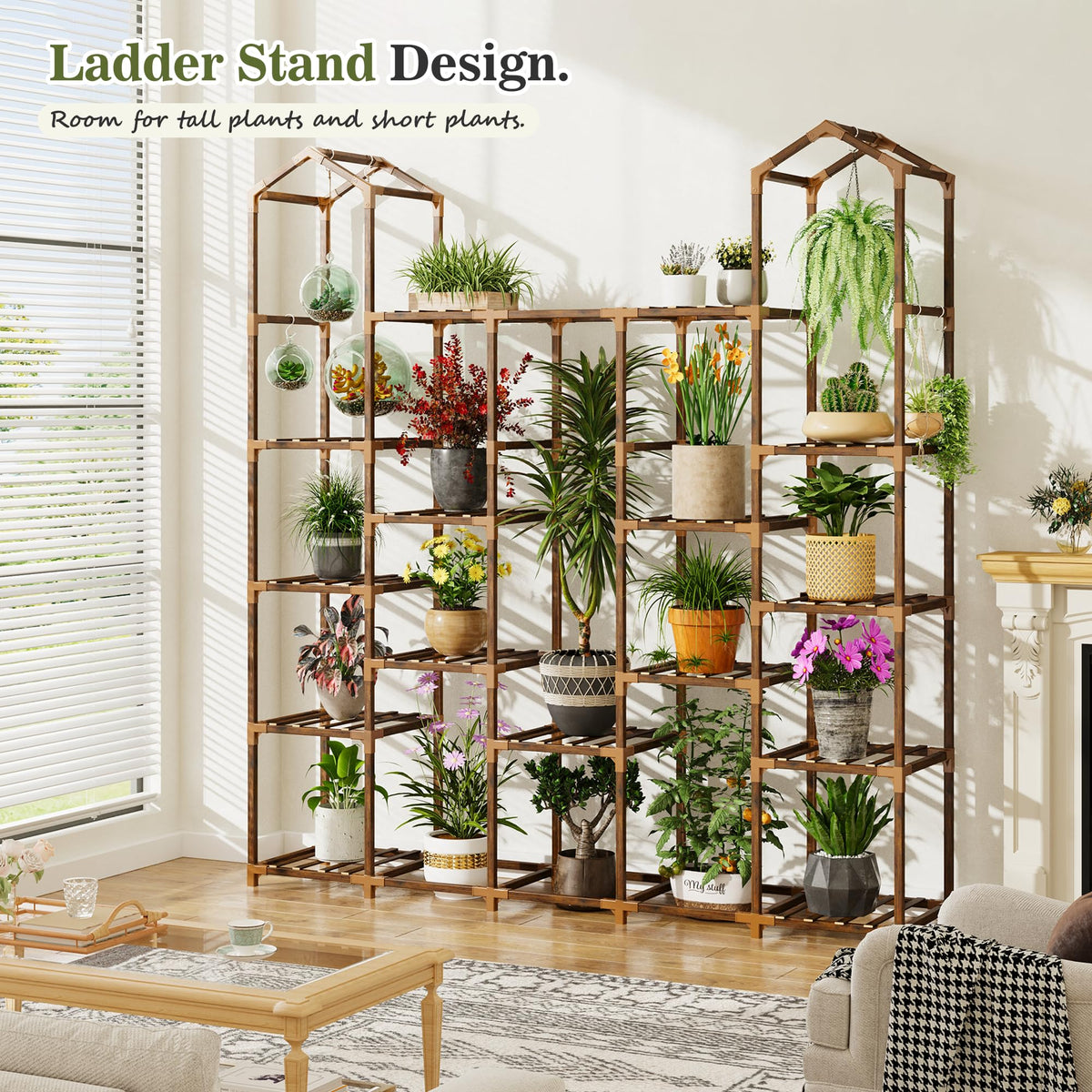 EnHomee plant stand wood assembly demonstration for easy setup.