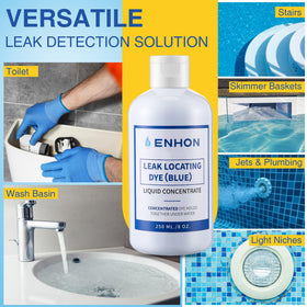 Enhon kit works with inground, above-ground, fiberglass, and vinyl pools.