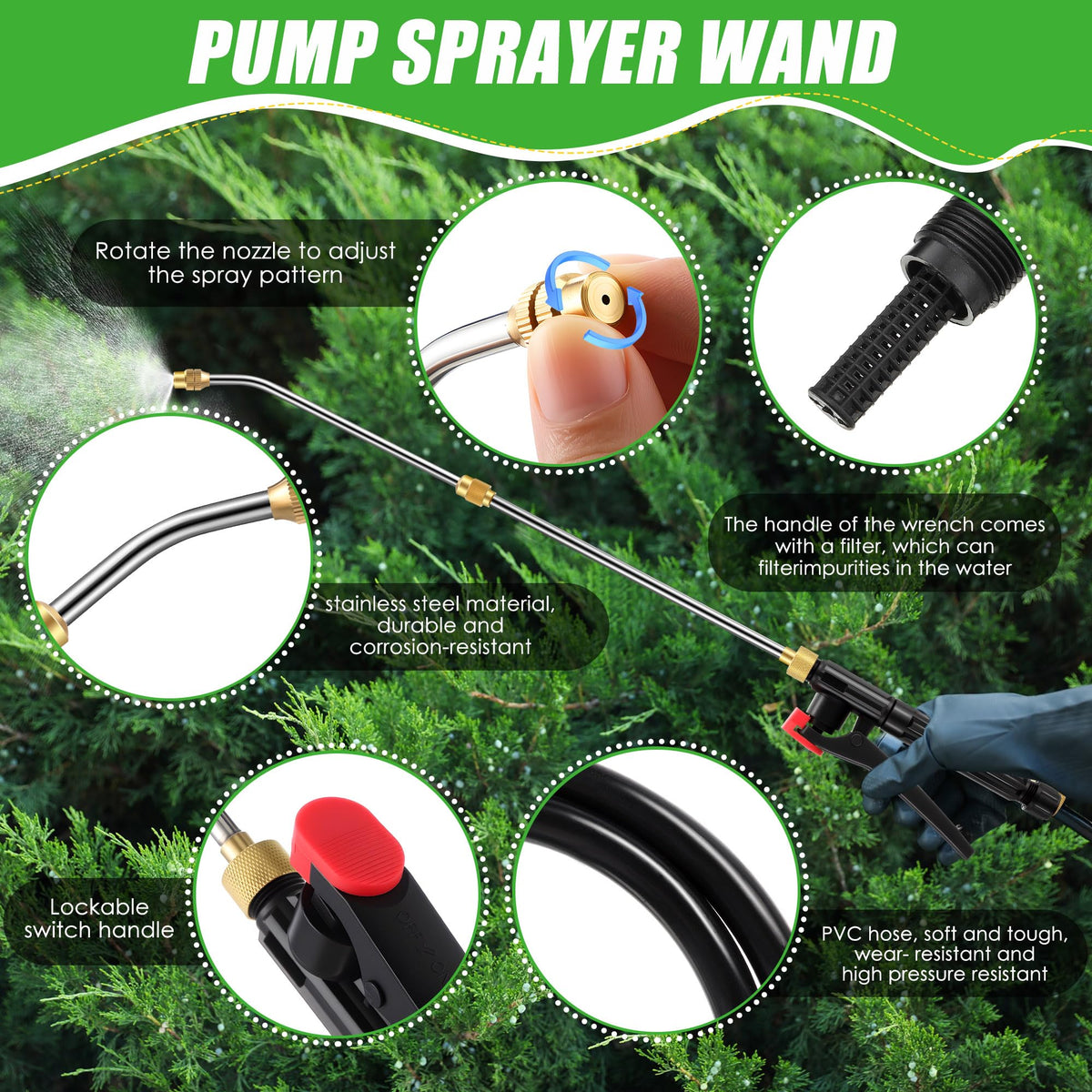 Enhon PVC hose included supports flexible connections for spray tasks.