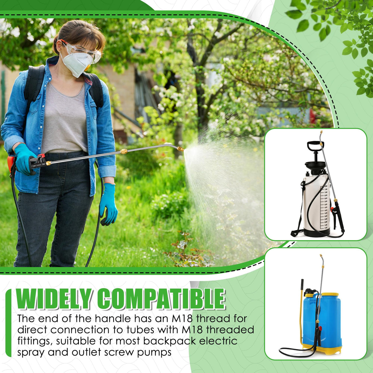 Enhon rustproof stainless steel wand resists wear during garden spraying.