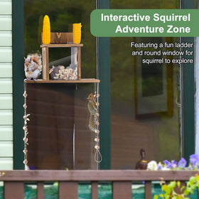Enhon Wood Squirrel Feeder durable carbonized wood for outdoor use.