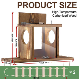 Enhon Wood Squirrel Feeder transparent panel for easy indoor observation.