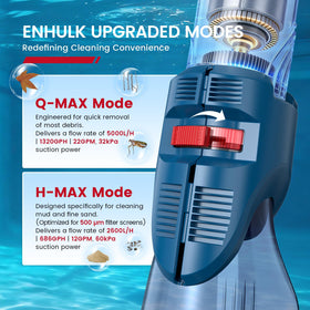 ENHULK PC20 dual-mode system showing QMAX and HMAX for versatile cleaning.