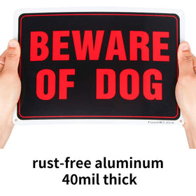 Enjoyist Beware of Dog sign outdoor durability; reflective night visibility.