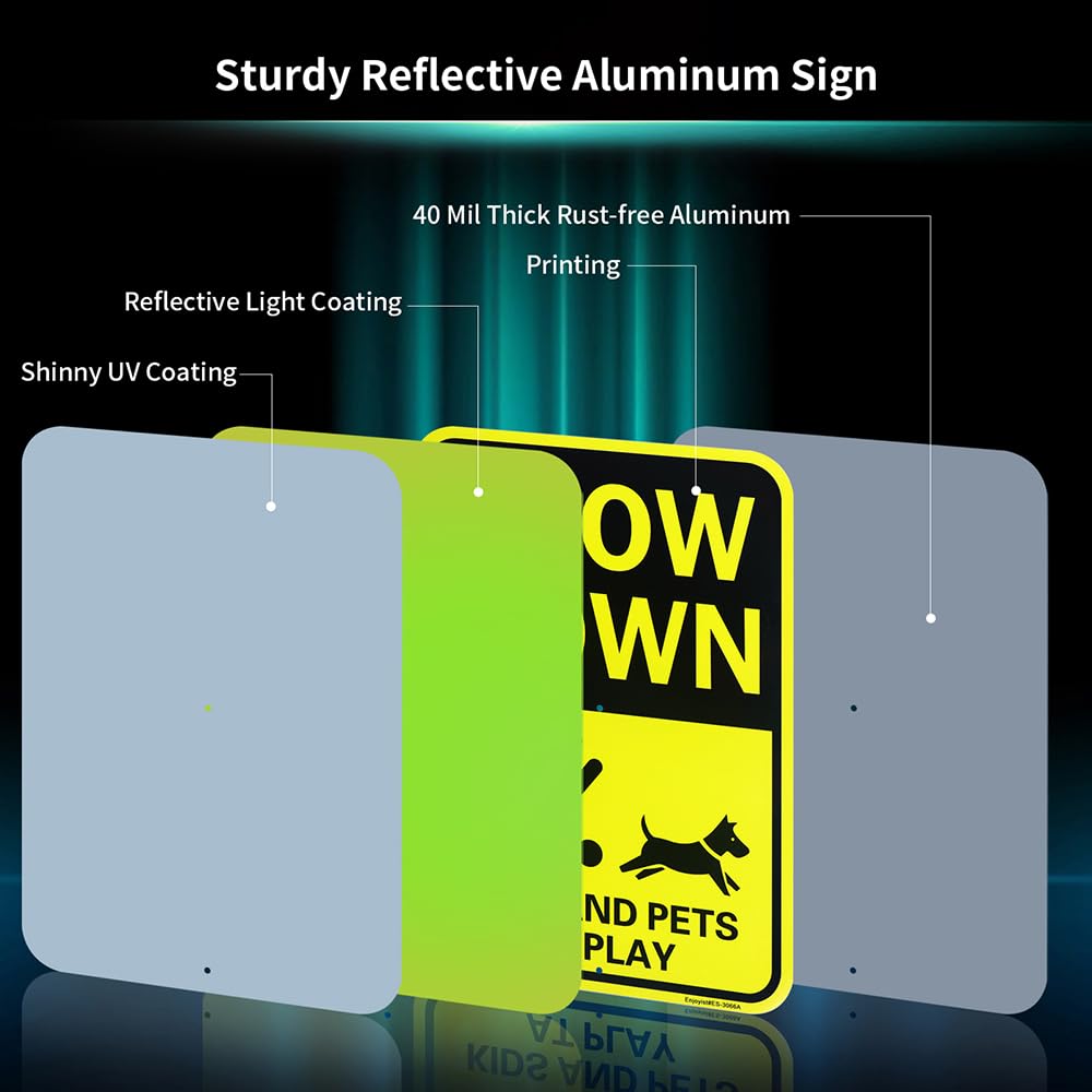 Enjoyist slow down sign 17 by 12 inches for clear visibility
