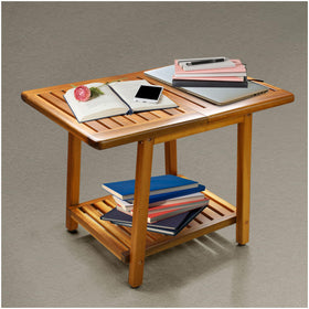ENKEZI Acacia 24-Inch Side Table low-maintenance surface for outdoor living