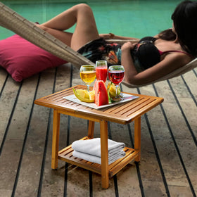 ENKEZI Acacia weather-resistant finish protects the table against moisture and sun