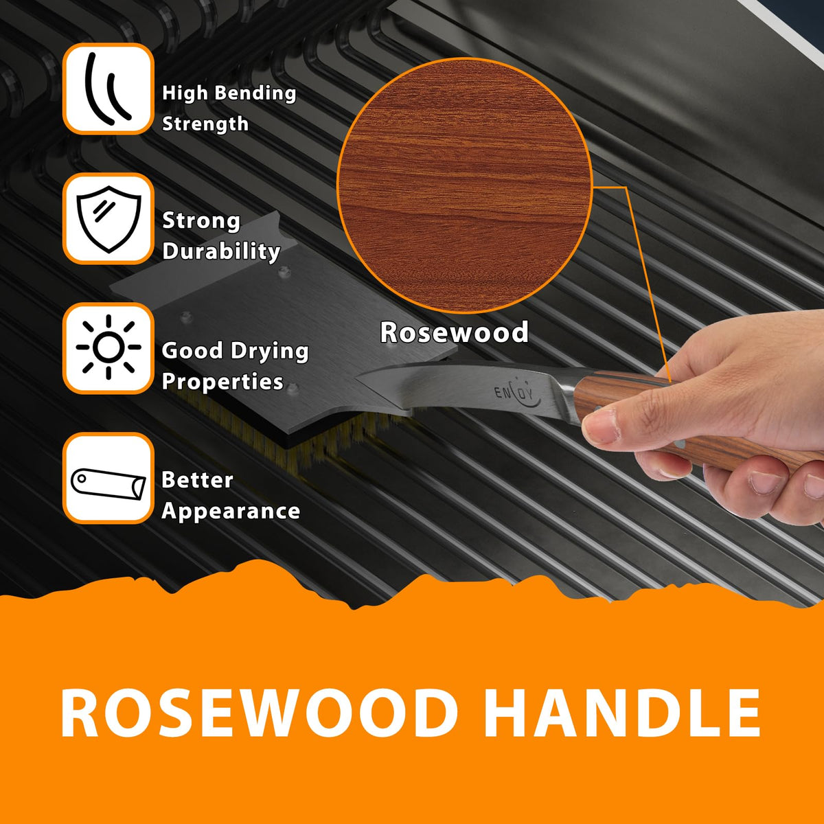 ENLOY compatible with charcoal, gas, porcelain, ceramic, cast iron, and stainless grills.