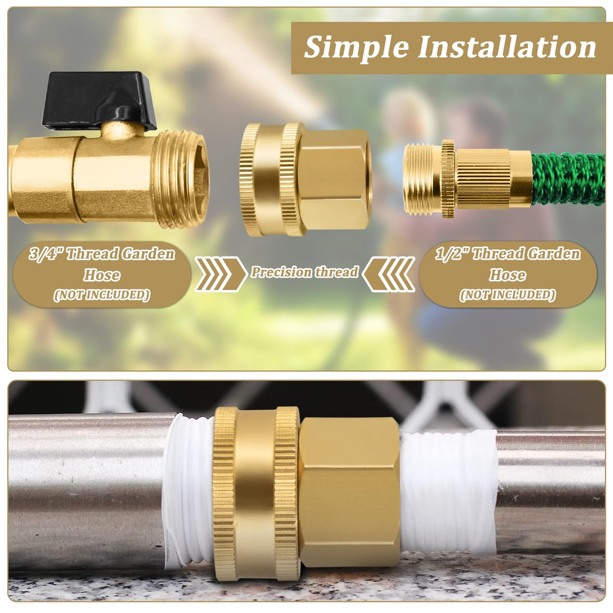 Enoch's Land 3/4 GHT to 1/2 NPT female adapter with swivel.
