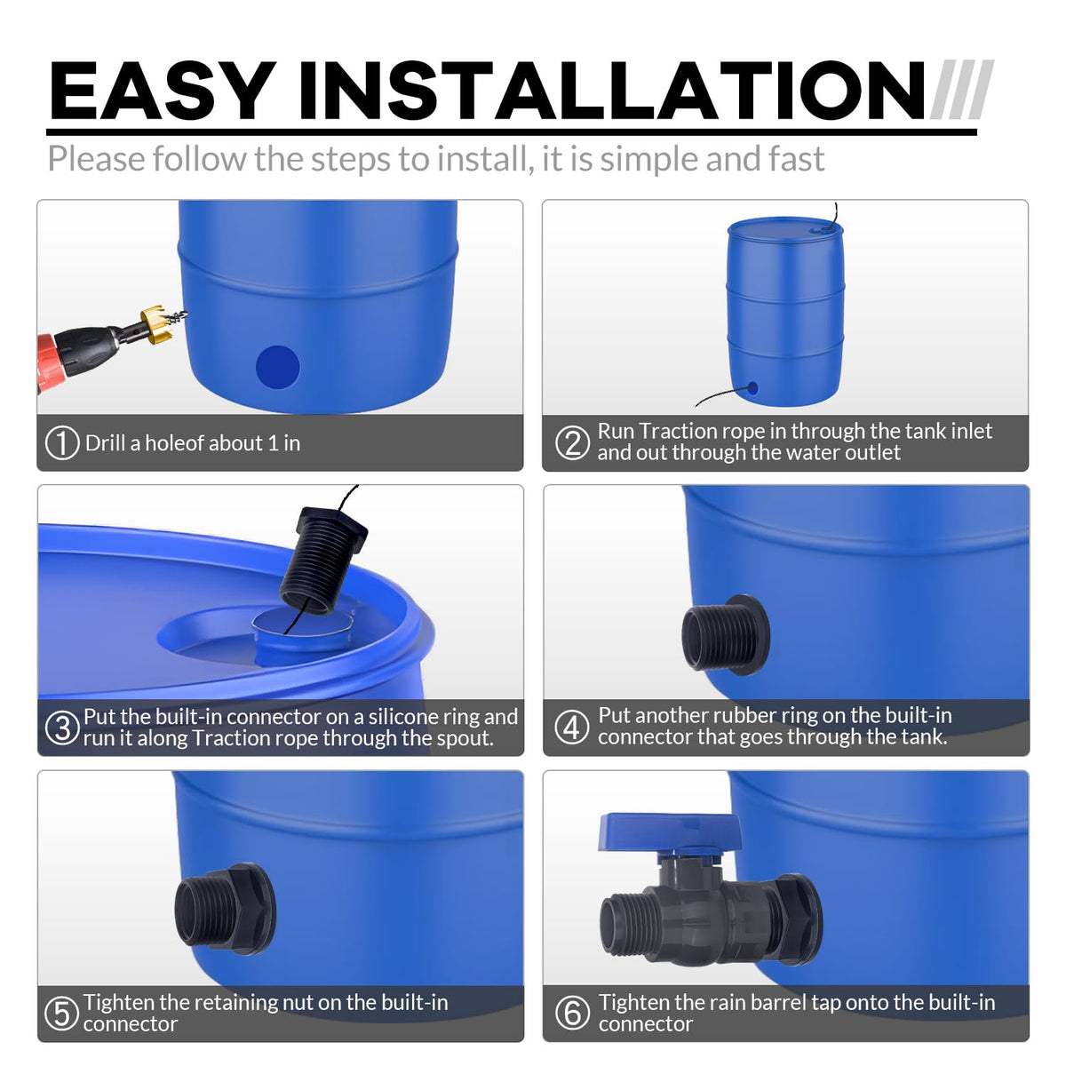 Enoch's Land garden hose connection demonstrates quick, tool-free attachment to standard hoses.