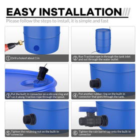 Enoch's Land garden hose connection demonstrates quick, tool-free attachment to standard hoses.