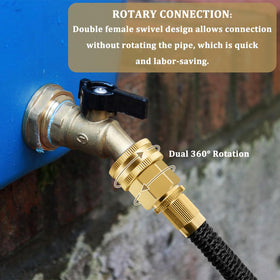 Enoch's Land swivel brass hose adapter for flexible, alignment-friendly connections.