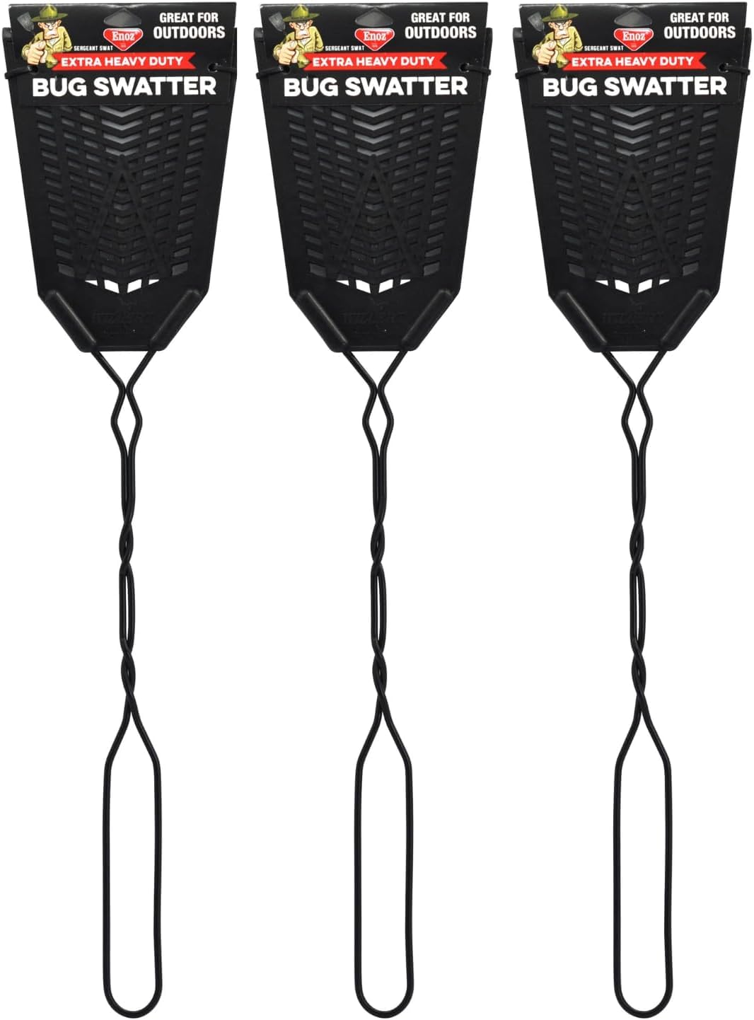 Enoz Sergeant Swat Bug Swatter 3-pack ready for durable insect control in homes.