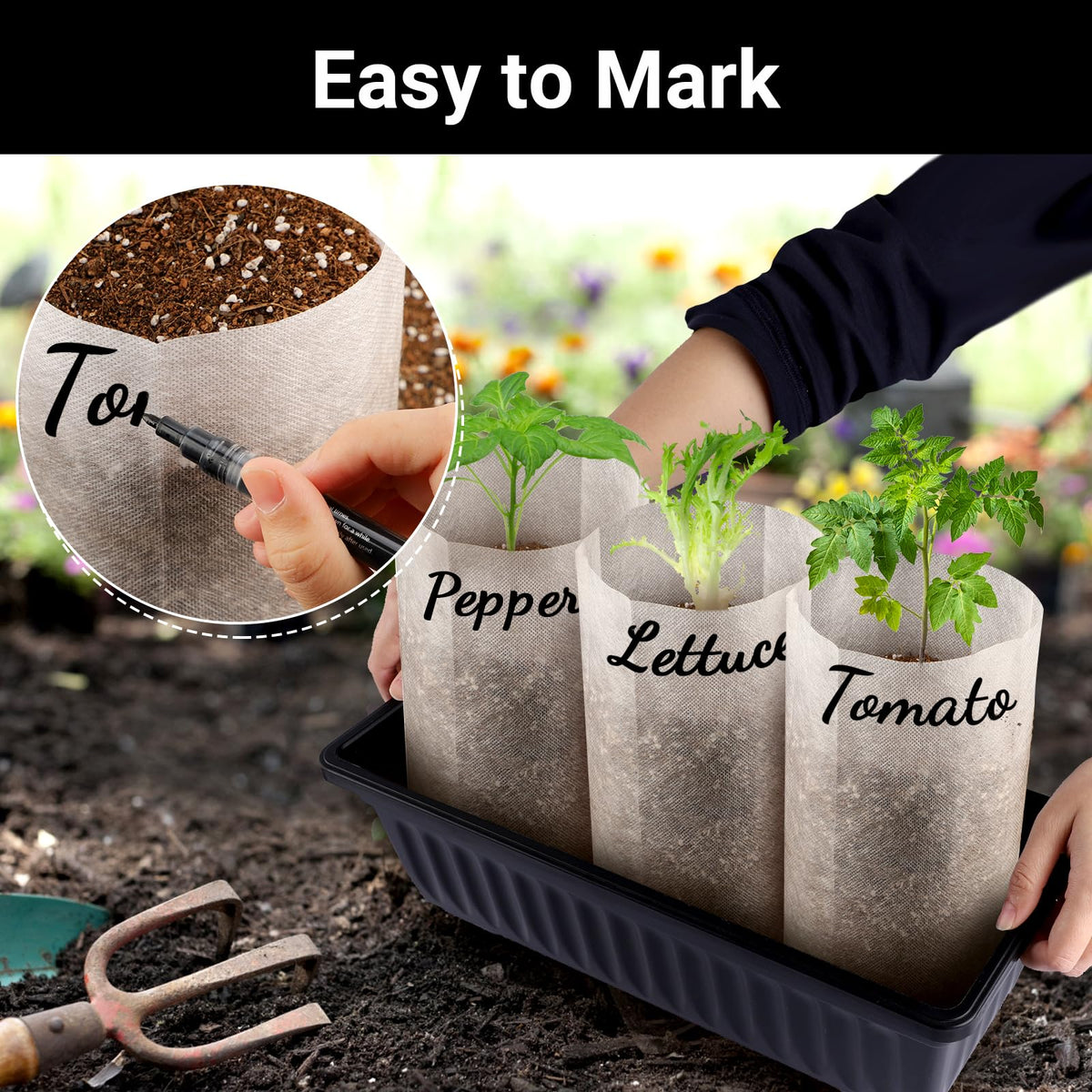 ENPOINT nursery bags measure 7.8x13.7 inches for standard seedling pots