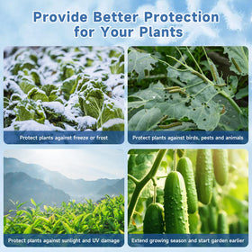 Enrichovo summer UV-stabilized cover shields plants from sun while letting moisture through.