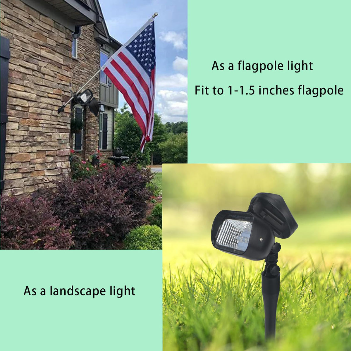 Enrybia flag pole light with bright LEDs for clear flag lighting.