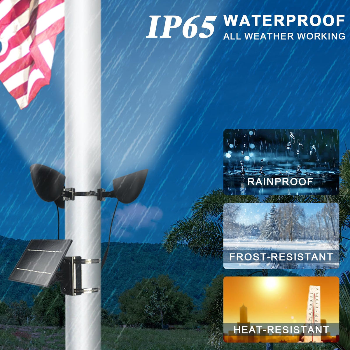 Enrybia IP65 weatherproof construction withstands rain and snow