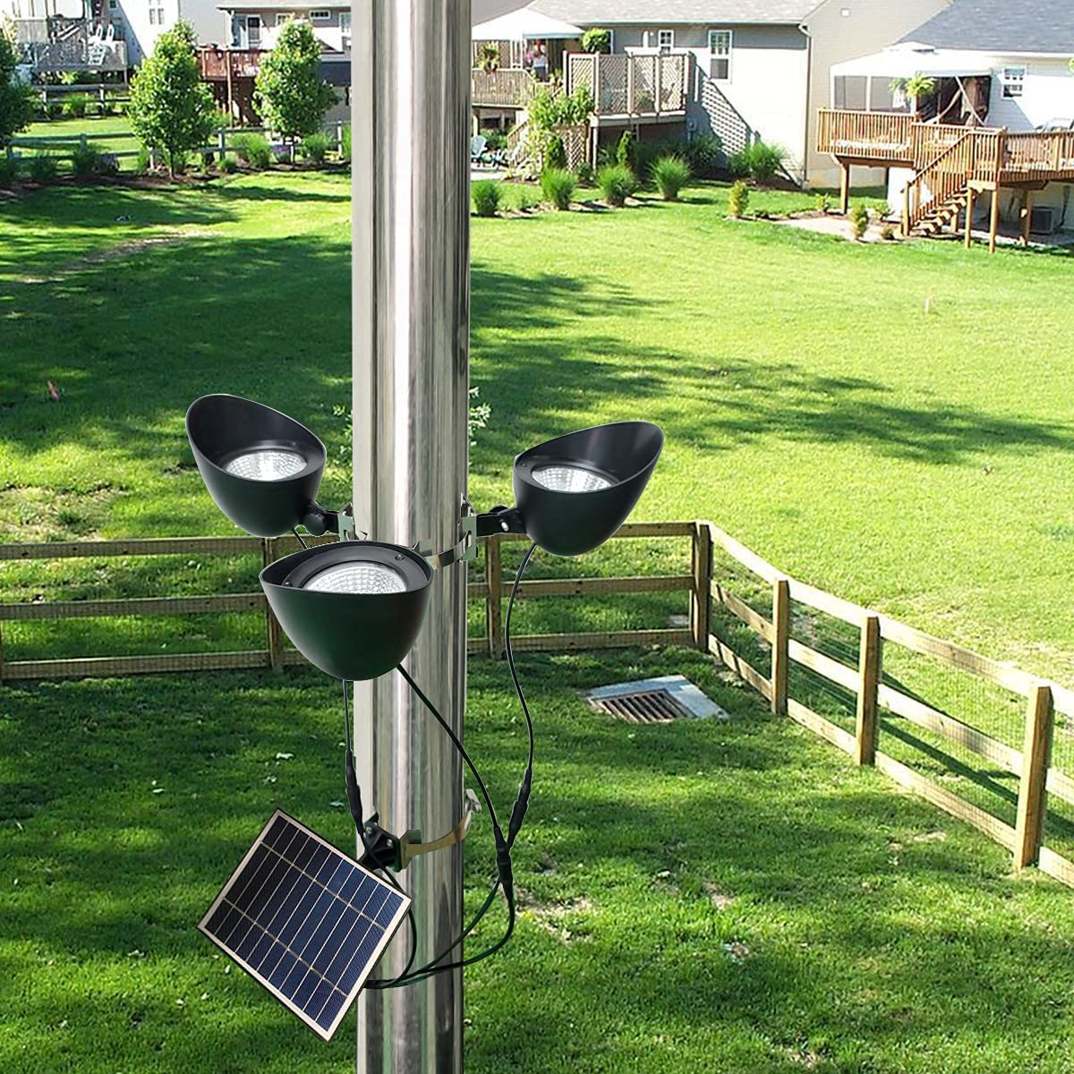 Enrybia solar flagpole light with adjustable mounting for flag display