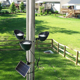 Enrybia solar flagpole light with adjustable mounting for flag display
