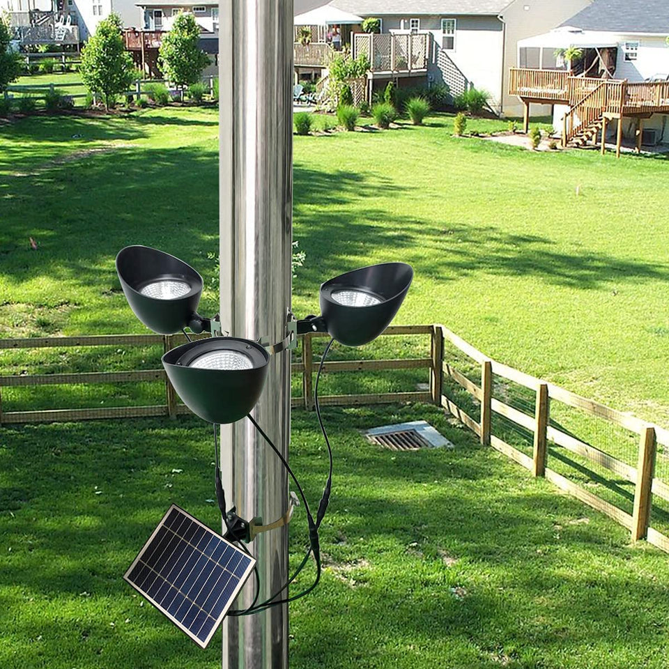 Enrybia solar flagpole light with adjustable mounting for flag display