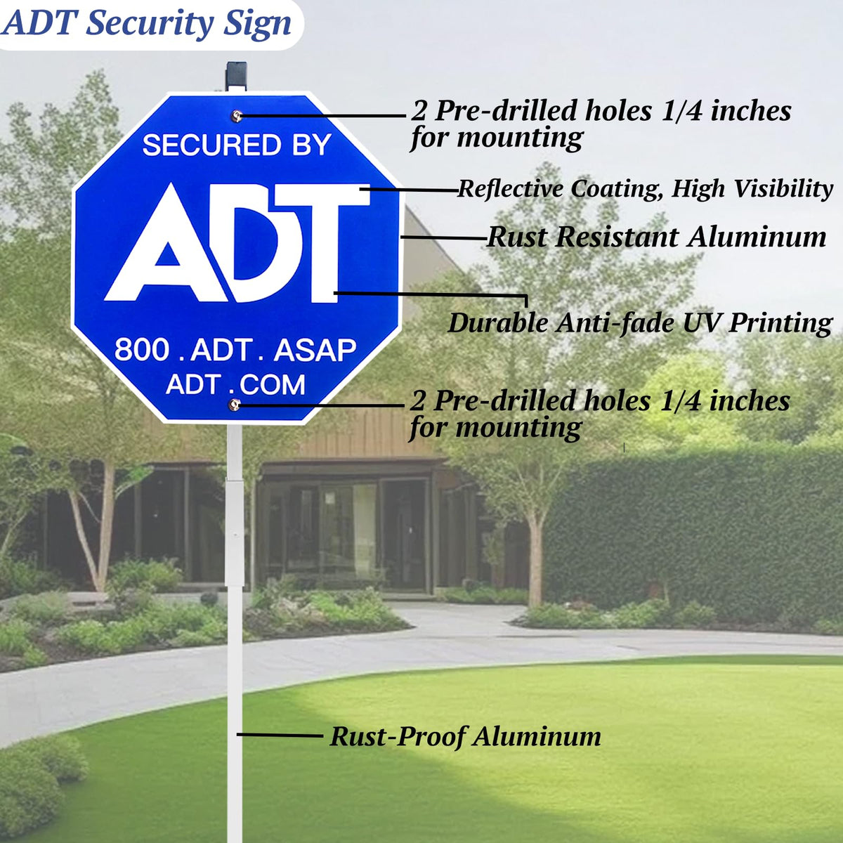 ENTINALE ADT window stickers shown for interior or exterior use