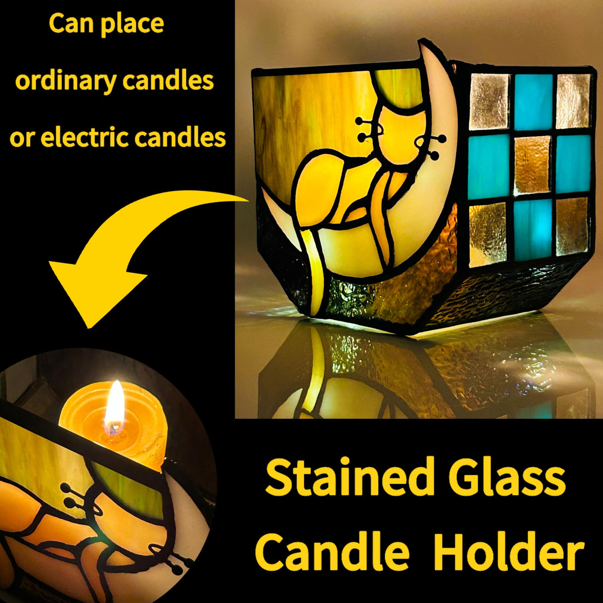 Entlityful moon cat planter showing copper frame and vibrant colors