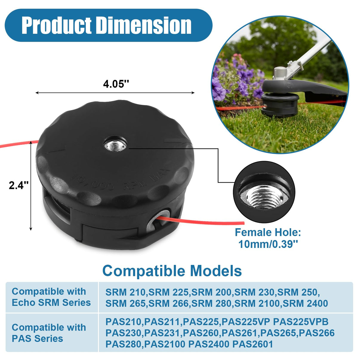 Envvanptaz Echo-compatible trimmer head in use for reliable lawn care.