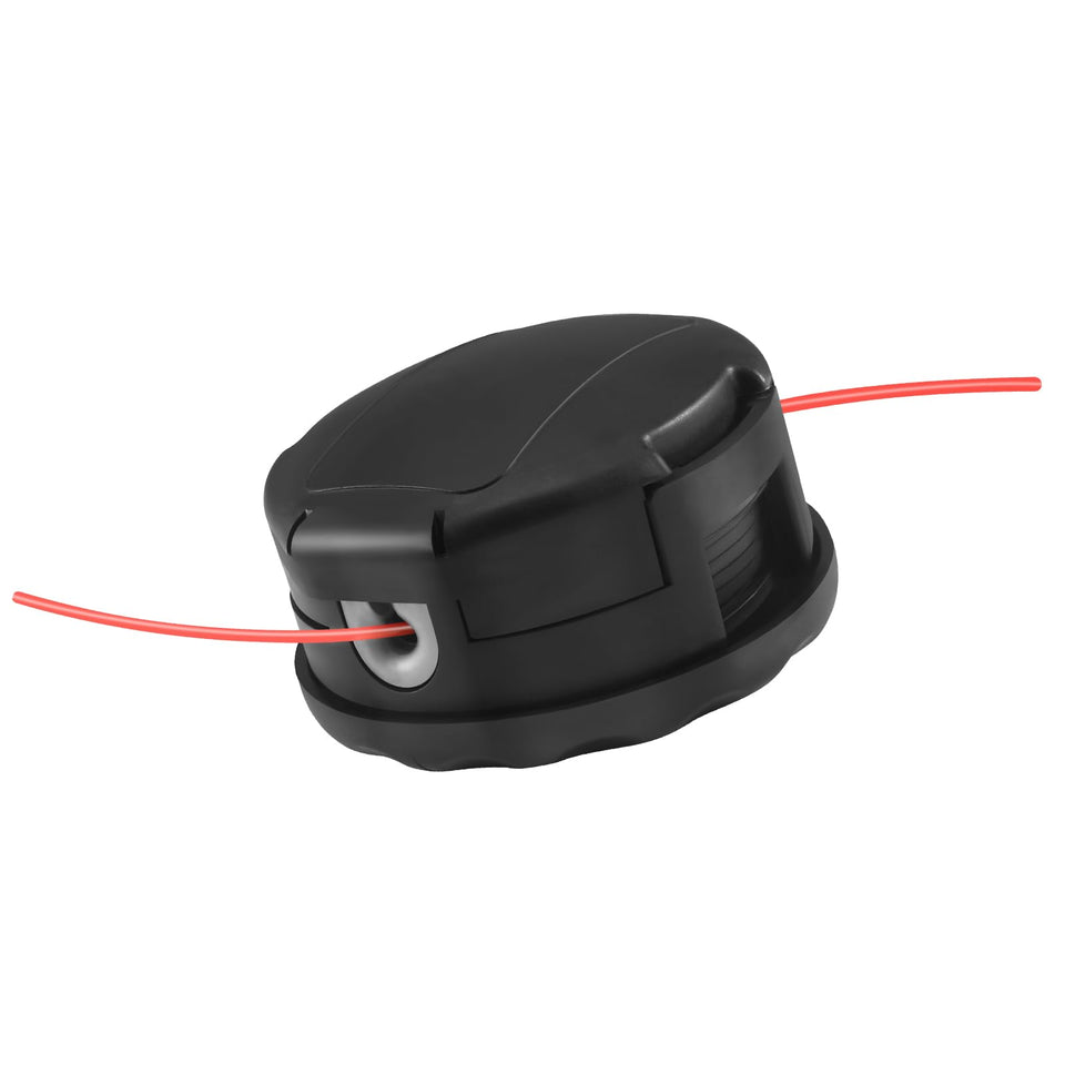 Envvanptaz SRM-225 trimmer head close-up highlighting quick line feed.