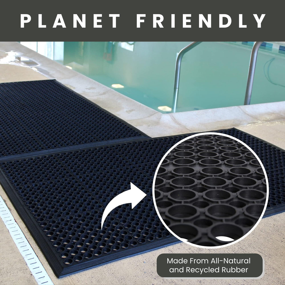 Envelor heavy-duty commercial mat stands up to high-traffic settings.